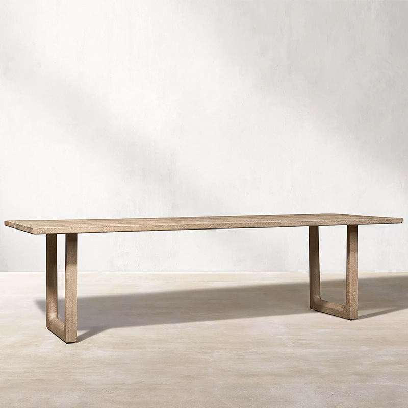 Mesas y sillas de madera maciza Patio al aire libre Mesa de comedor nórdica Sillas Villa al aire libre Hotel Combinación de muebles simples de teca vieja