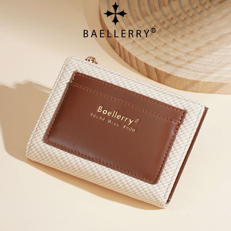 New Women's Short Wallet Ins Style High-End Fashion Contrasting Color Multi-Card Slot Coin Purse Zipper Card Holder Wholesale