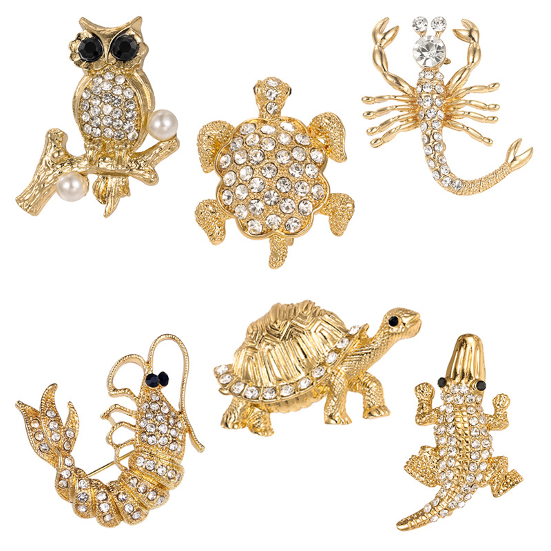 14g Weight Simple Style Pin Animal Alloy Inlay Rhinestones Pearl Unisex Brooches