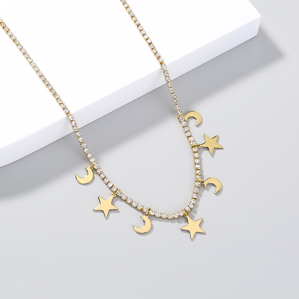 Jewelry Women's Simple Star Moon Combination Pendant Alloy Necklace display picture 1