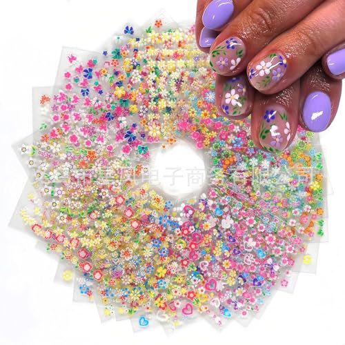 Cross-Border Nail Art Paper Decals Colorful Flower Self-Adhesive Floral Decals Heart-Shaped Women's Nail Decoration Accessories Cross-Border Nail Art Paper Decals Colorful Flower Self-Adhesive Floral Decals Heart-Shaped Women's Nail Decoration Accessories