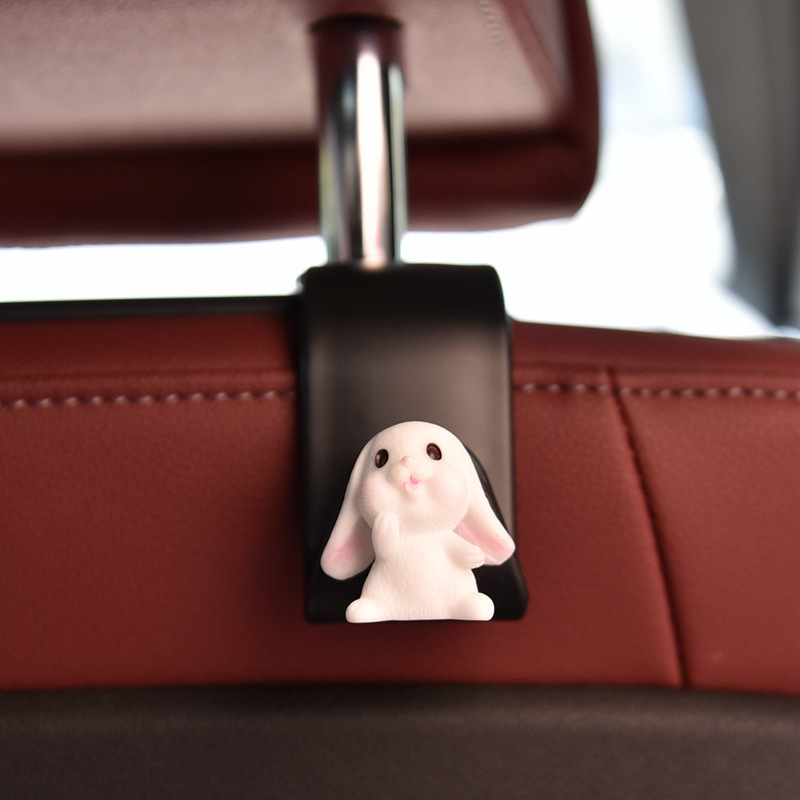 Gancho para automóvil, respaldo del asiento del automóvil, suministros para automóvil, dibujos animados, lindo conejo, asiento trasero, gancho pequeño, plástico