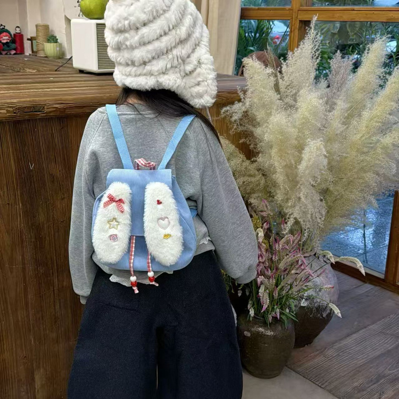 Mochila para niños con orejas de peludo, mochila para bebés de jardín de infantes, mochila para niños y niñas.