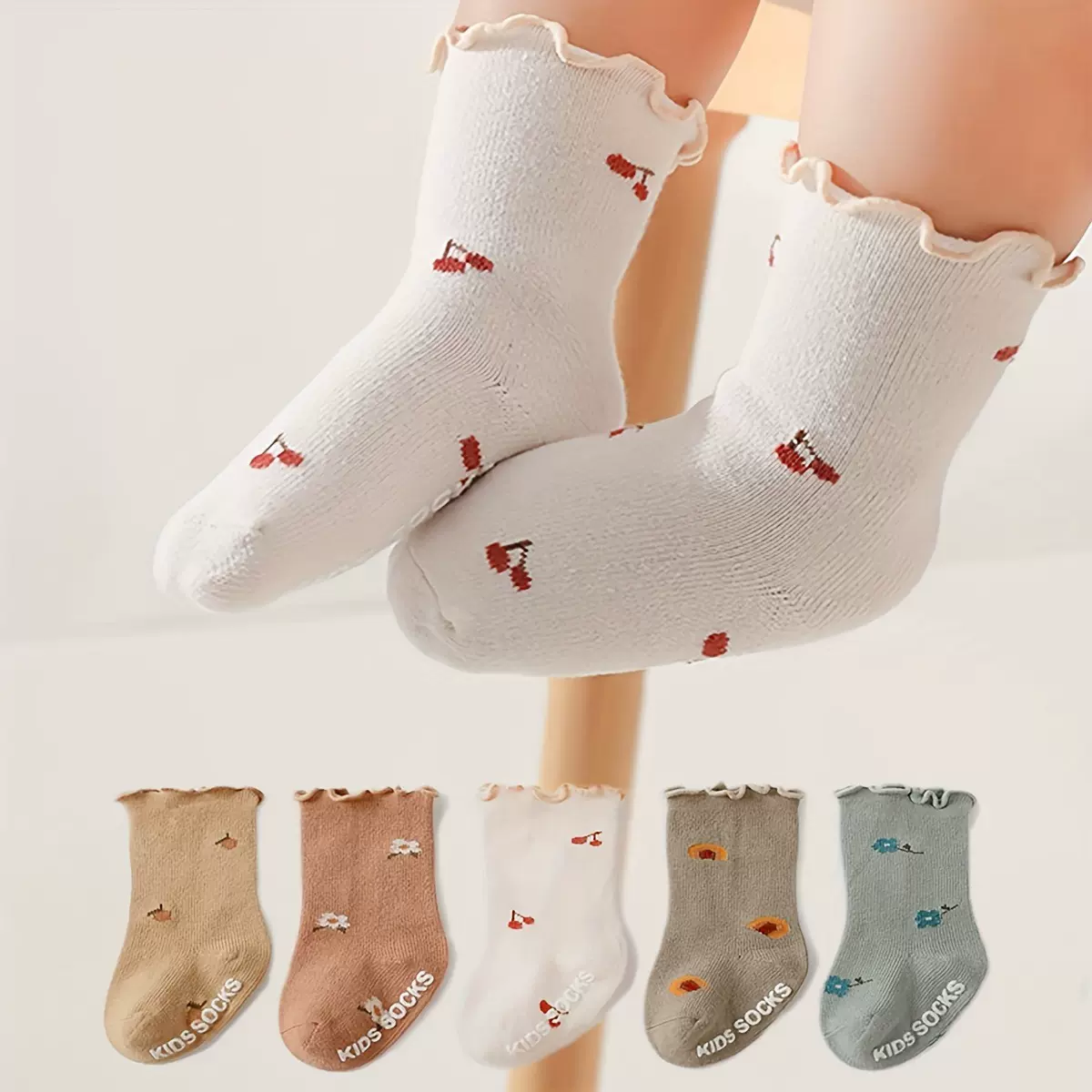 儿童袜子5双装新生儿宝宝袜子不勒脚木耳花边公主婴儿袜子