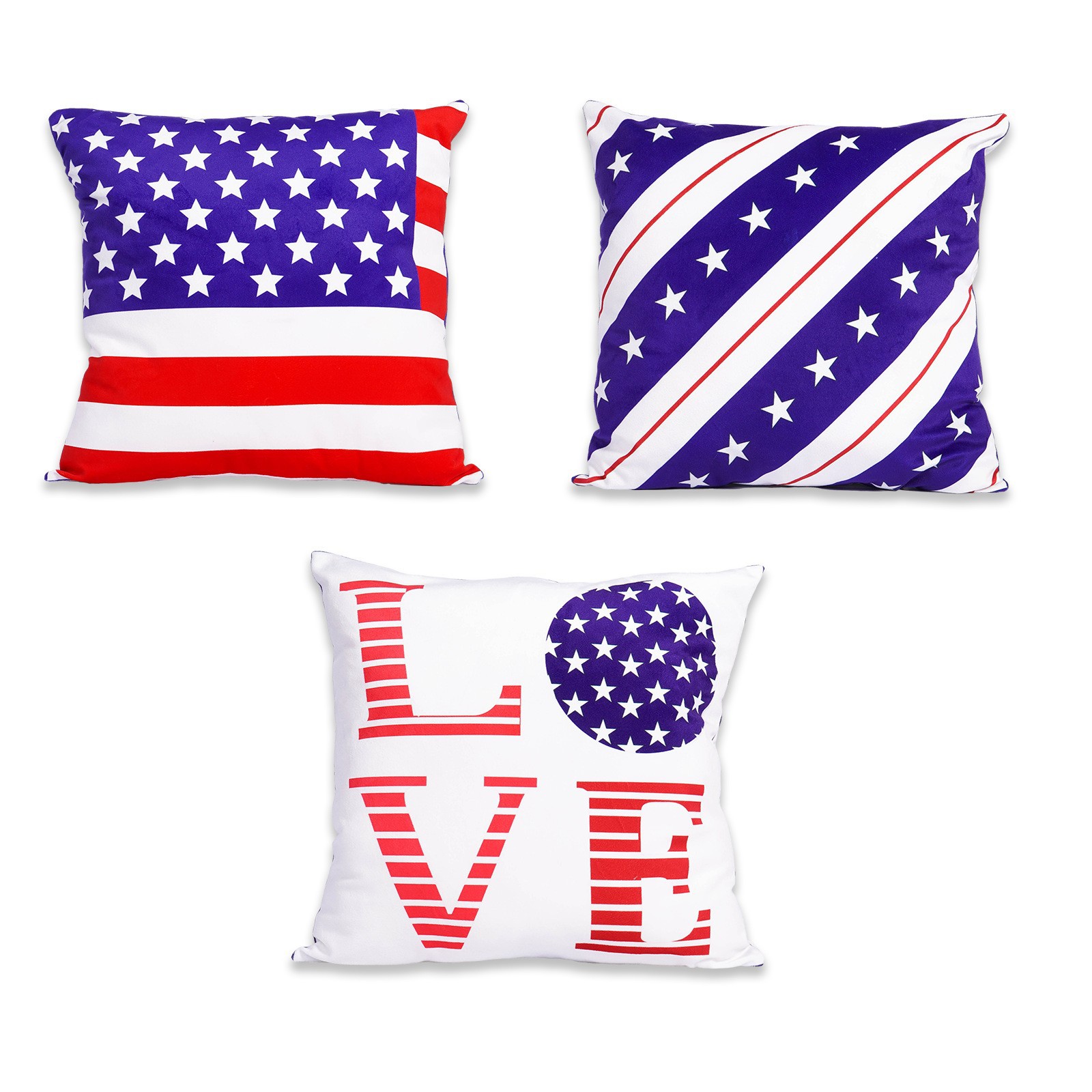Nuevo producto transfronterizo American Independence Day Almohada para el hogar Cojín Cojín Almohada de bandera estadounidense Almohada con núcleo