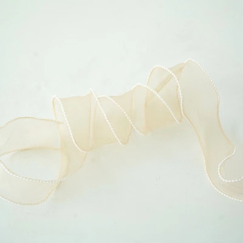 Venta al por mayor 4cm fishtail Hilado pastel decoración borde flor embalaje perla transparente hilo ramo hornear cinta en stock