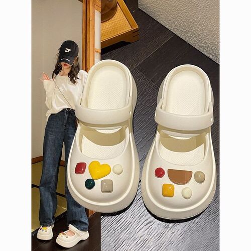 Thick-soled Internet celebrity Jane Baotou new summer non-slip sandals slippers for women hole Mary outer wear 