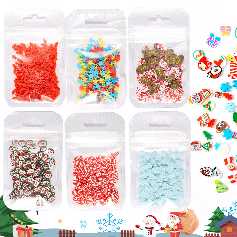 Christmas soft ceramic piece five-pointed star makeup nail sequins jewelry snowflake Santa Claus tree glitter powder material