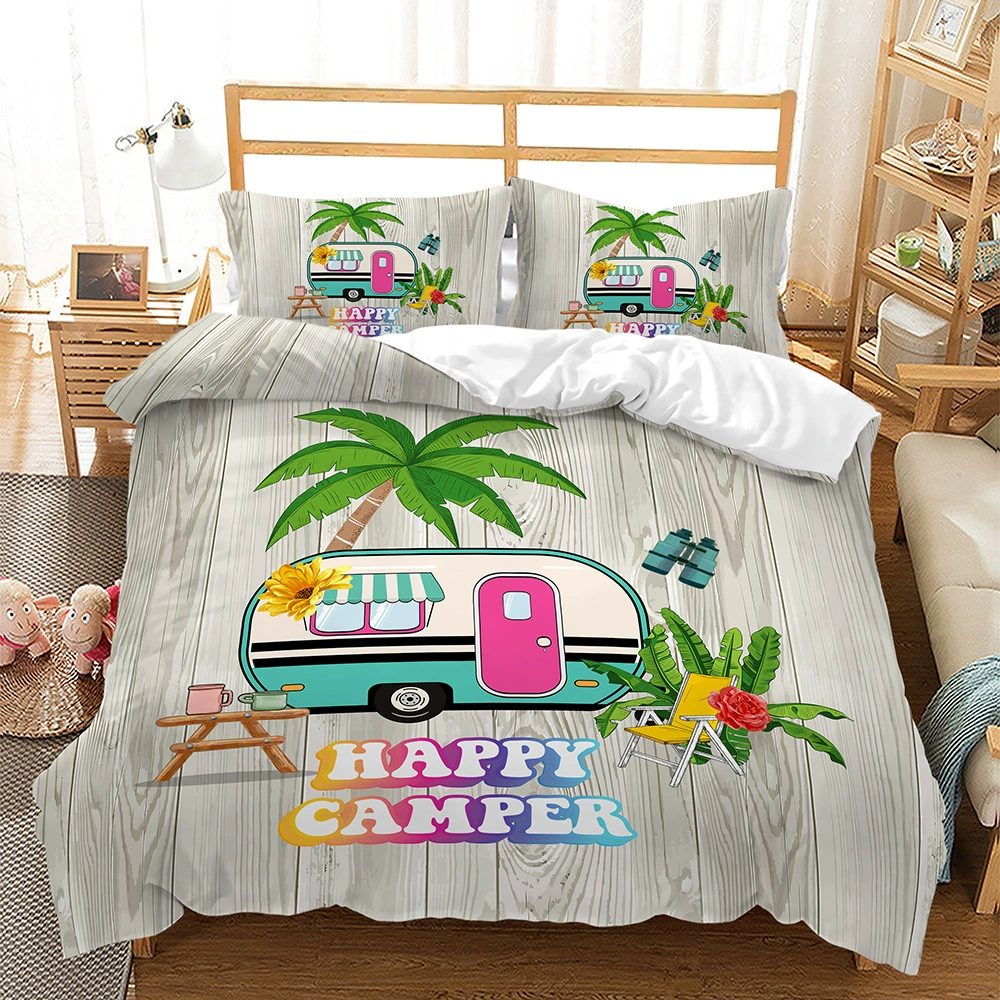 RV for traveling, set, digital duvet cover, pillowcase, 3 piece set, Amazon, for import, 3D, bedding