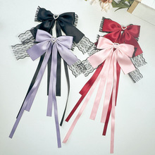 亚文化手作爱心蕾丝蝴蝶结飘带发夹女暗黑甜酷风小众高级感发饰