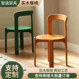 实木框架靠背椅网红复古小户型餐桌椅设计师咖啡角休闲吧看书椅