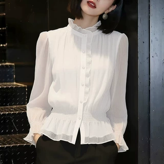 气质百搭白色轻薄衬衫女春季2026年新款洋气减龄小衫高端精致衬衣