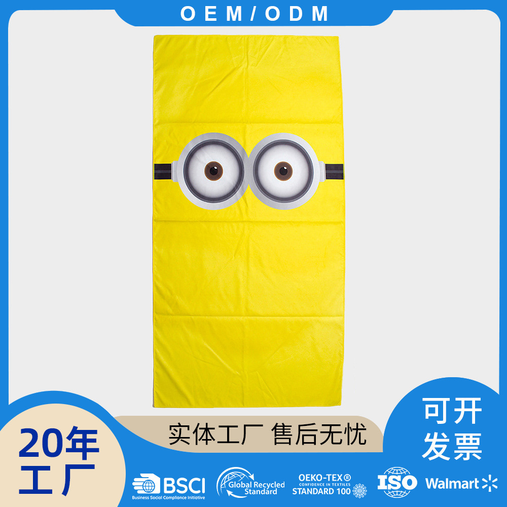 Factory Wholesale Cartoon Cute Printed Double-Sided Velvet Large Size Beach Towel Wet and Dry Multifunctional Towel
