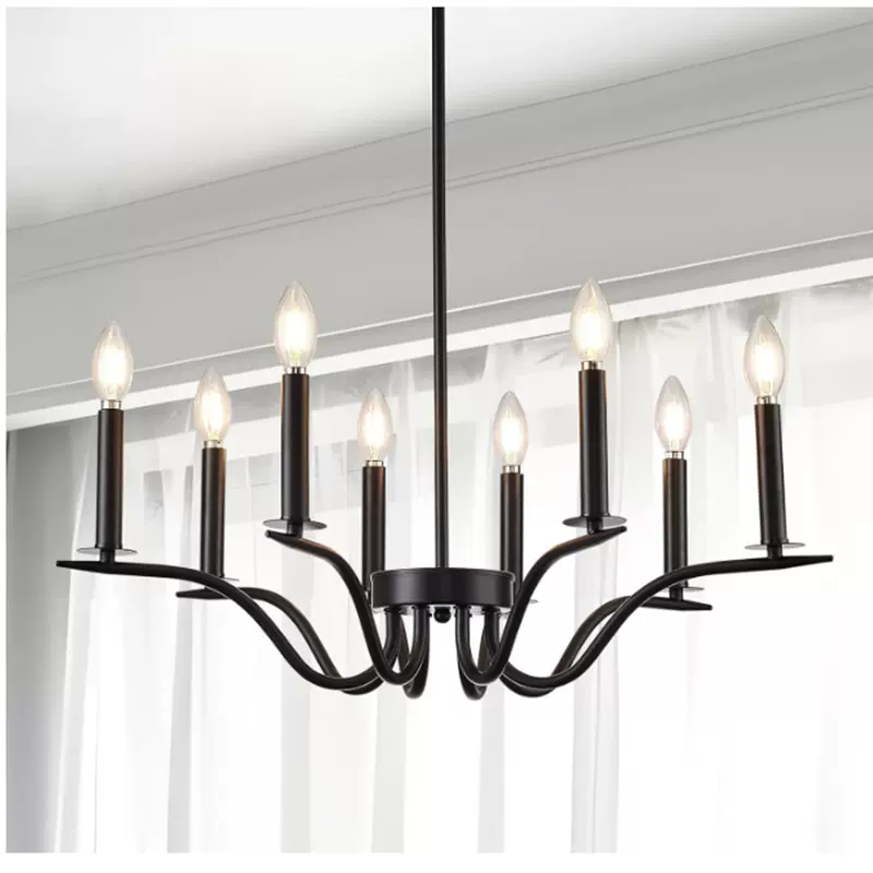 跨境铁艺美式餐厅吊灯 乡村工业风复古楼道客厅卧室蜡烛枝形吊灯