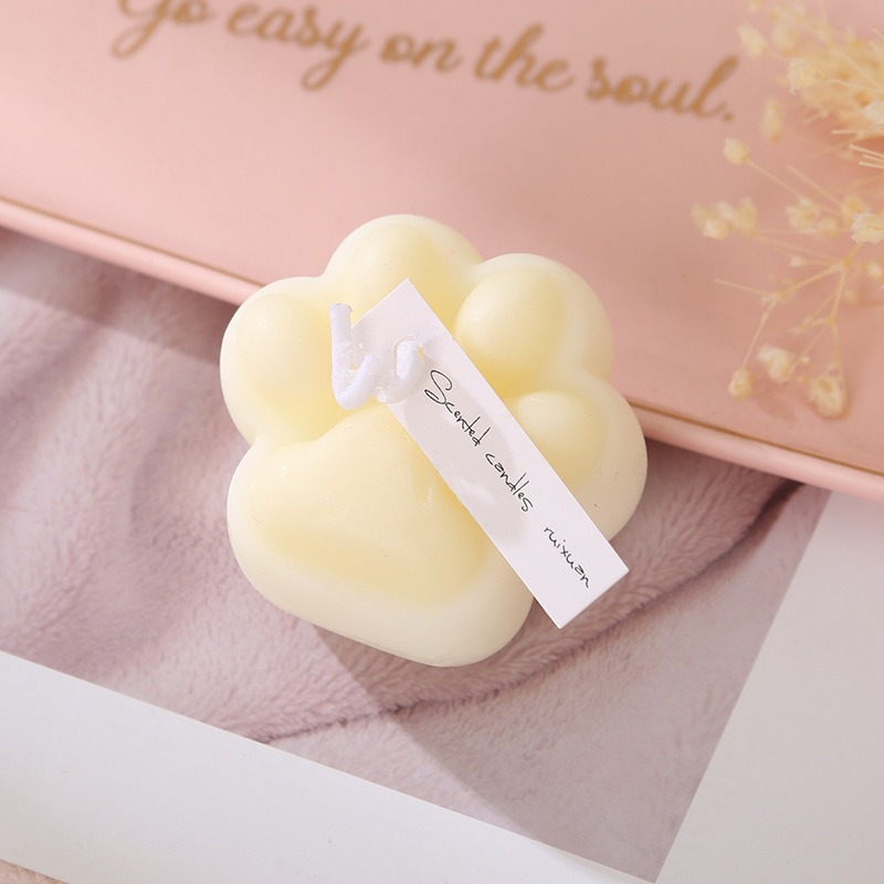 Vela artesanal de cera de soja com aroma criativo de pata de gato, um presente sofisticado e criativo. Venda por atacado._voghion.com