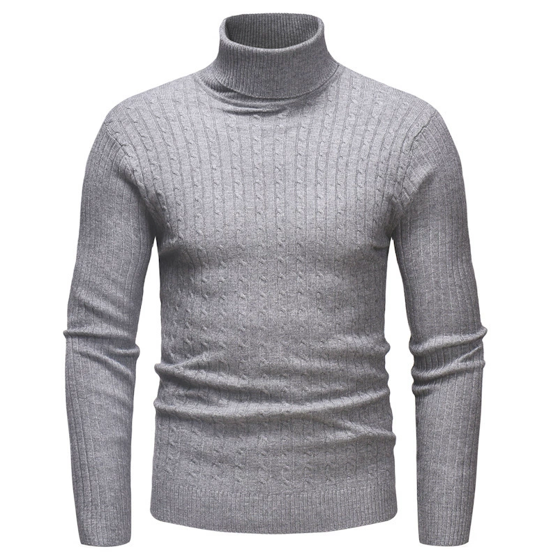 Демисезонный вязаный свитер, городской стиль, воротник-стойка, Slim Fit (2–2XL, múltiples цветов)
