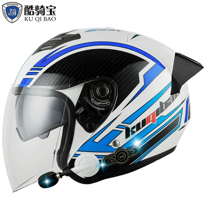 Helmet Helmet Cross Border, Motosiklet kaskı (dəbilqə) - white-phantom-fiber-double-lens-black-tail-m
