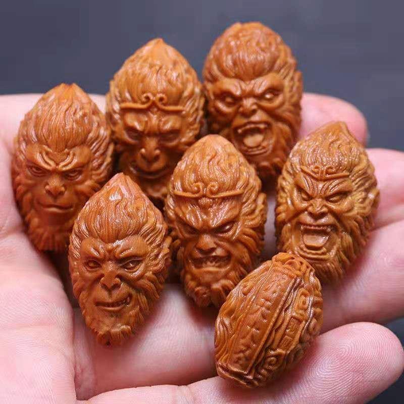 Olive Nuclear Carved Bracelet Men's Monkey King Awesome Bracelet Nuclear Carved Olive Nuclear Hand Carved Literary Play