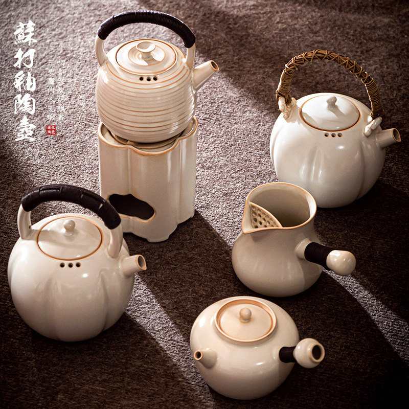 Cooking Tea Soda Glaze Handmade Large-size Pottery Pot Kung Fu Cooking Tea Stove Kung Fu Tea Set Outdoor Camping Old White Tea