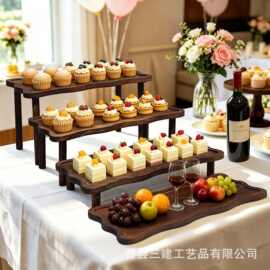 跨境木质可堆叠置物架  实木可折叠派对点心甜点分层展示架