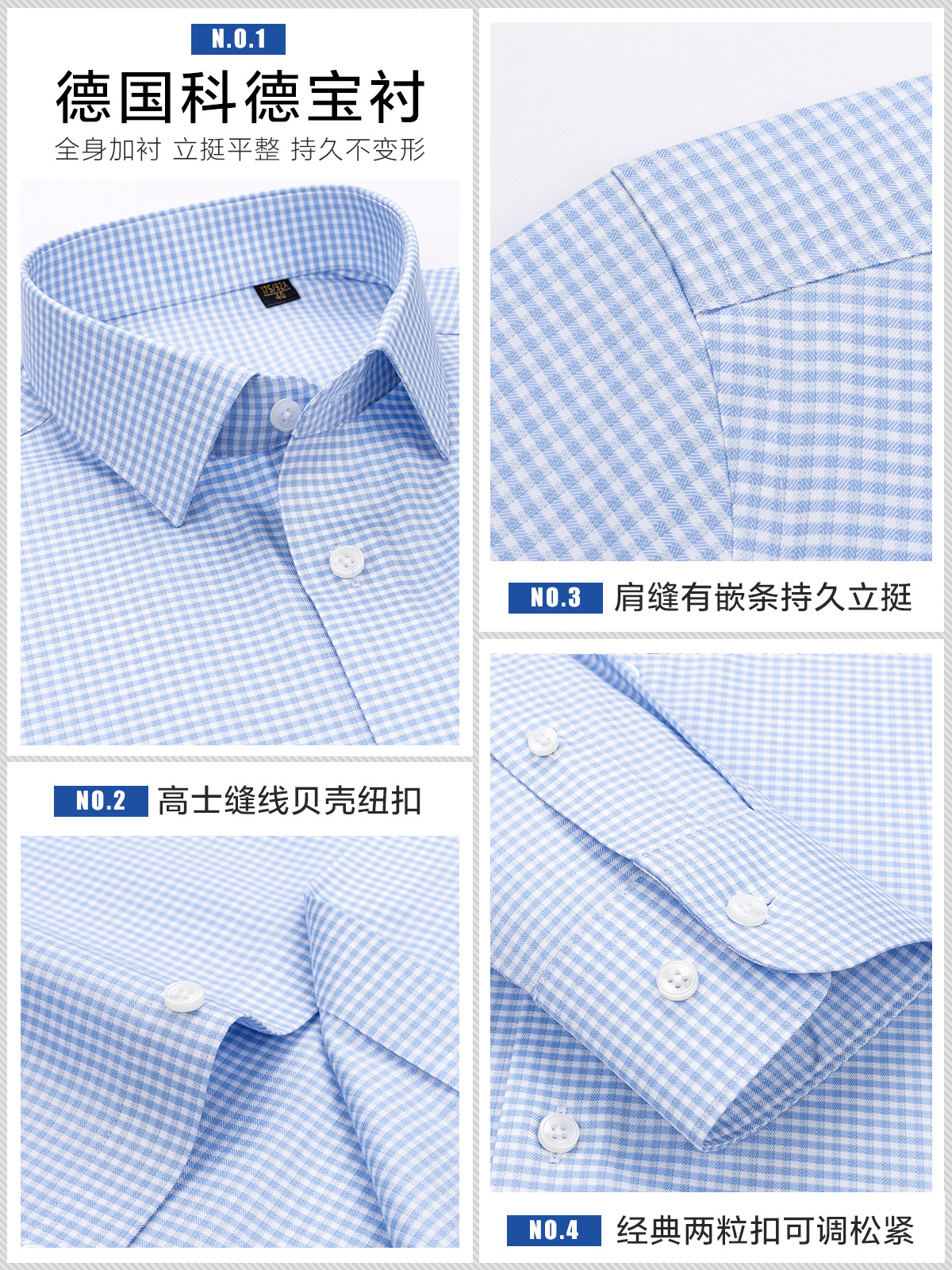 Camisas de algodón a cuadros de lujo de alta calidad para hombres 200 piezas de ropa de 4 hebras, camisa azul casual, ropa de trabajo de negocios