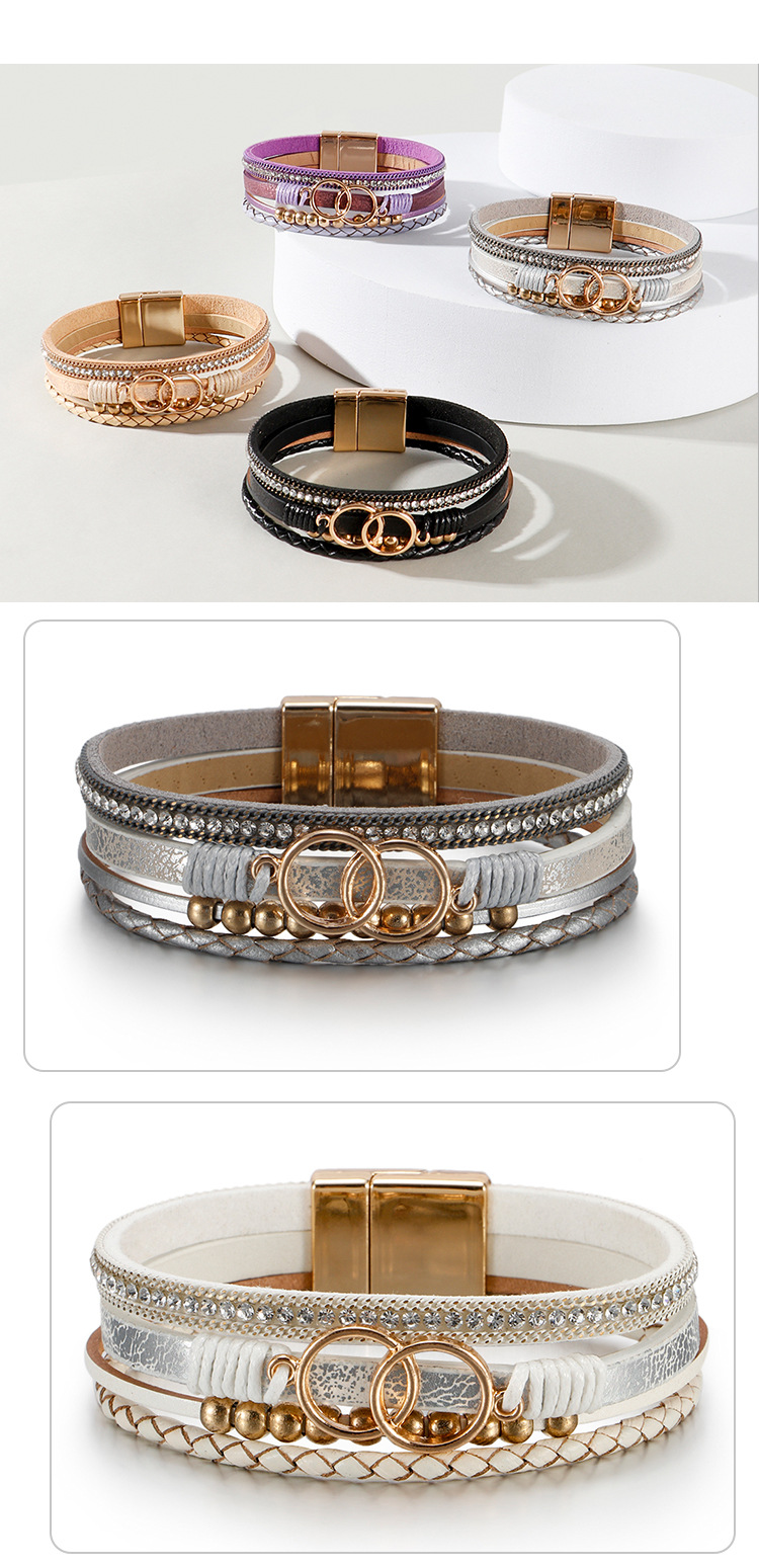 Bohemian Geometric Pu Leather Braid Womenu0027S Bracelets