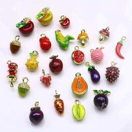 合金滴油仿真立体水果蔬菜吊饰手工配件diy耳环项链手链吊坠材料
