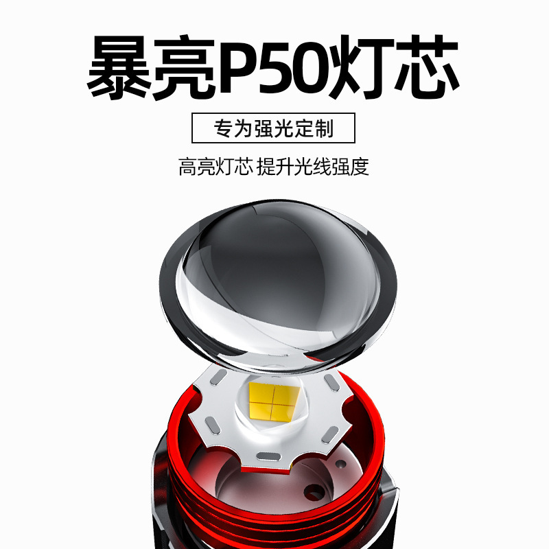 Carga transfronteriza luz de pesca nocturna al aire libre camping escalada luz de emergencia luz de advertencia de zoom de estiramiento de inducción luz brillante