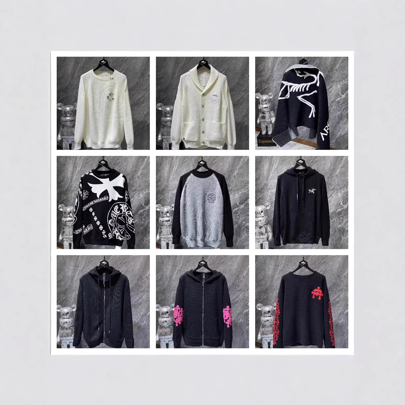 New Cross-Border Foreign Trade Model: Crochet Zipper Sweater with Cross-Pattern Leather Accents on the Arms, Made with Premium Quality Wool Yarn New Cross-Border Foreign Trade Model: Crochet Zipper Sweater with Cross-Pattern Leather Accents on the Arms, Made with Premium Quality Wool Yarn