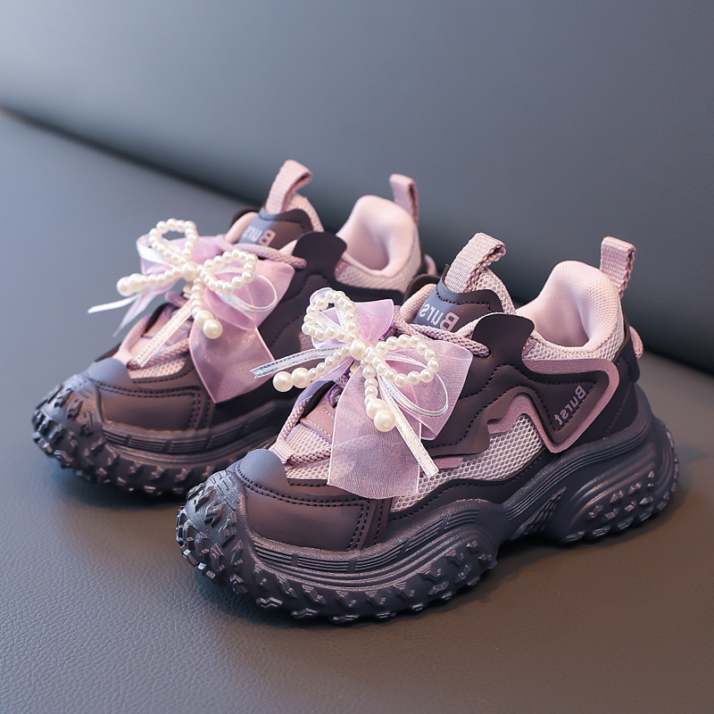 Children's Sports Shoes Fashion 2025 Autum New Mesh Shoes Soft Sole Girls Casual Shoes Non-Slip Sports Dad Shoes