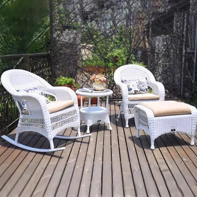 Mesas y sillas al aire libre patio jardín villa balcón al aire libre mecedora ratán casual combinación de sillas de ratán muebles de terraza al aire libre