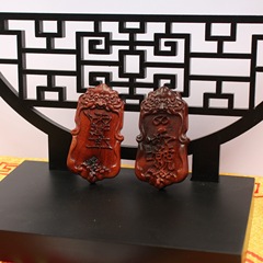 Date wood thunder struck crape myrtle taboo double-sided carving pendant pendant handicraft Taoist magic weapon live broadcast supply batch