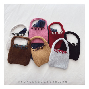 Ins Internet Celebrity Children's Handbag Autumn and Winter Girls' Baby Travel Photographs Western Style Knitted Bag Wool Coin Purse