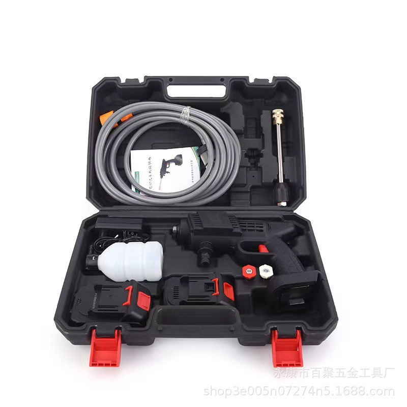 Lithium Battery Wireless Car Washing Machine, High-Pressure Cleaning Machine, New Household Model for Watering Flowers, Washing Cars, and Cleaning Floors, with a Pressurized Electric Tool Box