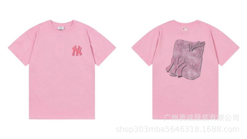韓国 25ss 新 MLB 春夏新作 ny ビッグロゴ刺繍半袖プリントラウンドネック Tシャツ男女兼用|undefined