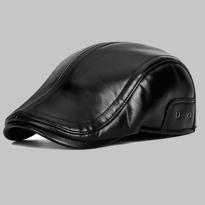 Invierno nuevo sombrero de avance para hombres al aire libre frío caliente y gorra de cuero de lana para hombres con protector de orejas incorporado puede valgarse