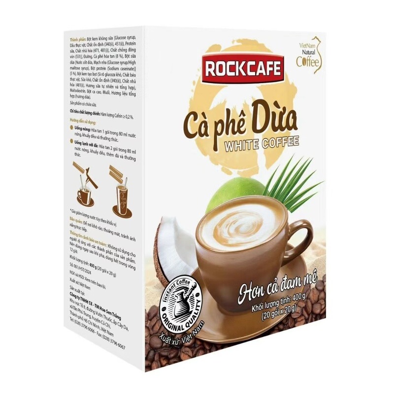 Vietnam Rockcafe three-in-one instant white coffee 240g Yuegong coffee powder Vietnam Rockcafe three-in-one instant white coffee 240g Yuegong coffee powder