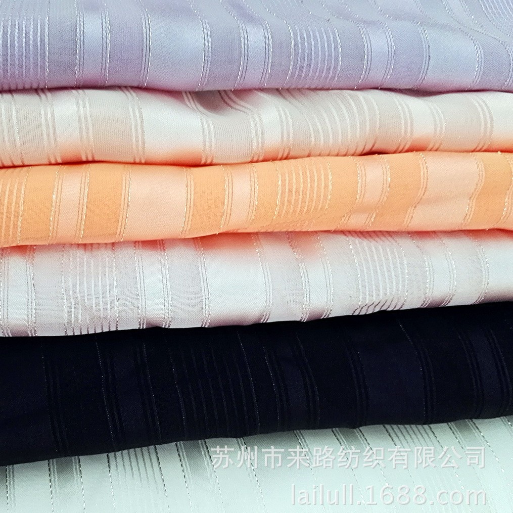 厂家直销高档金丝银丝缎条女装雪纺面料金丝银丝布料流行汉服面料