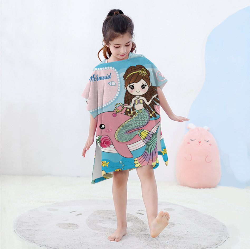 Toallas de baño con capucha transfronterizas para niños, capa, baño de bebé, secador rápido, albornoz, capa grande, capa de toalla de baño