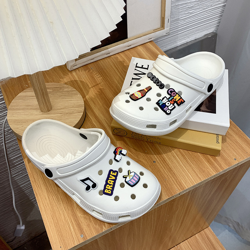 2024 New Summer Cave Shoes Women's Outer Wear Non-slip Thick-soled Beach Shoes with Shit Feeling Baotou Half Slippers for Men 2024 New Summer Cave Shoes Women's Outer Wear Non-slip Thick-soled Beach Shoes with Shit Feeling Baotou Half Slippers for Men