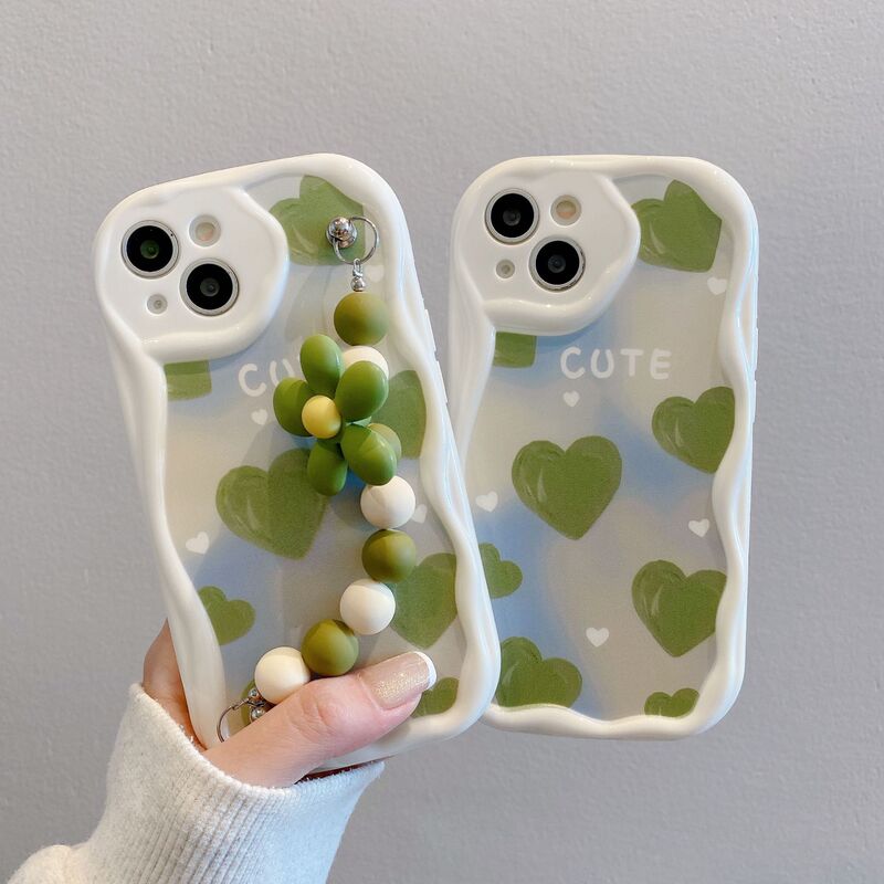 Green Love for Apple 16 Mobile Phone Case iphone15promax Stereo Wave 14 Drop-proof 13 Foreign Trade xr