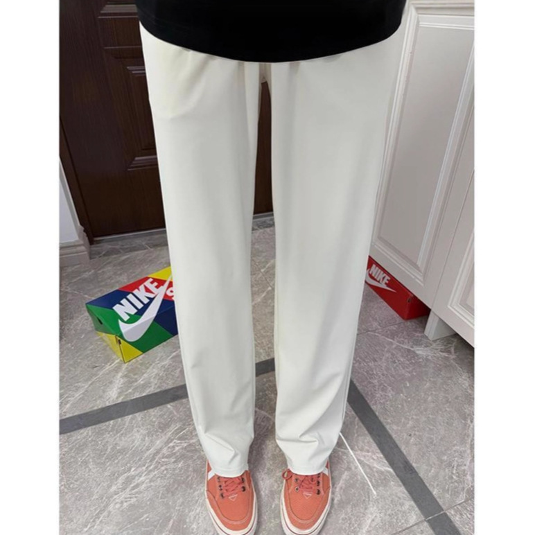 2025 Men's Summer Thin Ice Skin Trousers Sports Quick-Drying Draped Casual American Trousers Breathable Slim Straight Trousers