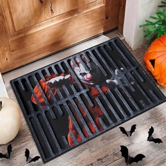 リビングルームの玄関用のクロスボーダー卸売クリスタルベルベットドアマット、ハロウィーンピエロ滑り止めフロアマット、耐摩耗性とお手入れが簡単なフットマット