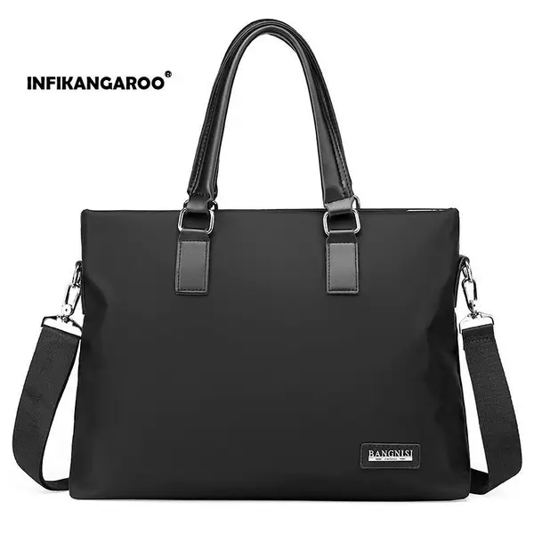 Large Capacity Men's Handbag Canvas Oxford Cloth Bag Computer Shoulder Crossbody Business Men's Bag Printed LOGO Bag