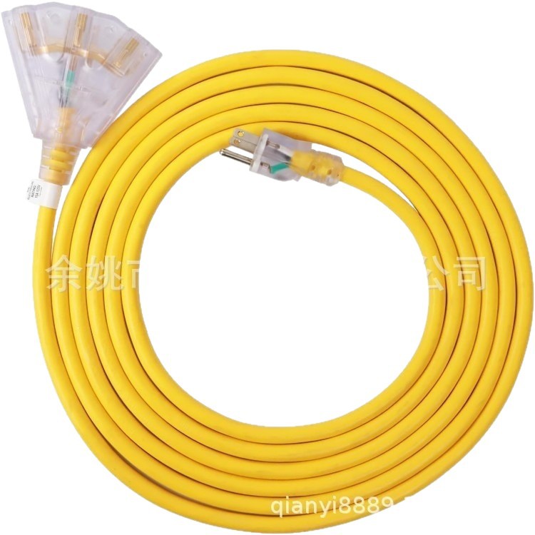 Estándar estadounidense SJTW3 núcleo 16AWG cable de extensión al aire libre 515P enchufe 5 - 15R enchufe de tres orificios en tres enchufes