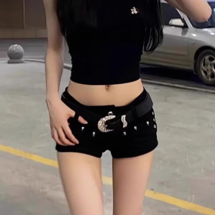 Internet Trending Blogger Spice Girl Tight Denim Shorts Women's Summer Slimming Black American Style Hot Pants Sexy Low Waist Super Shorts Internet Trending Blogger Spice Girl Tight Denim Shorts Women's Summer Slimming Black American Style Hot Pants Sexy Low Waist Super Shorts