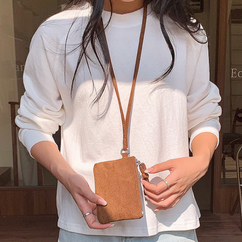 Korean Mini Neck-Hanging Portable Small Bag Wallet Multi-Functional Fashionable Lipstick Headset Coin Purse Suede Bag