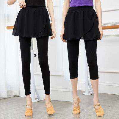 芭蕾舞裙带裙舞蹈裤女紧身假两件半身裙松紧教师裙形体练功服裙裤|ms