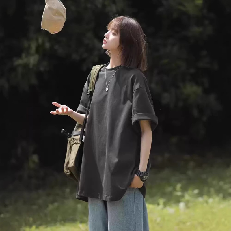 American-Style Simple Pure Cotton Short-Sleeve T-Shirt, Unisex, Summer Japanese-Style Loose Oversize Versatile Student Top American-Style Simple Pure Cotton Short-Sleeve T-Shirt, Unisex, Summer Japanese-Style Loose Oversize Versatile Student Top