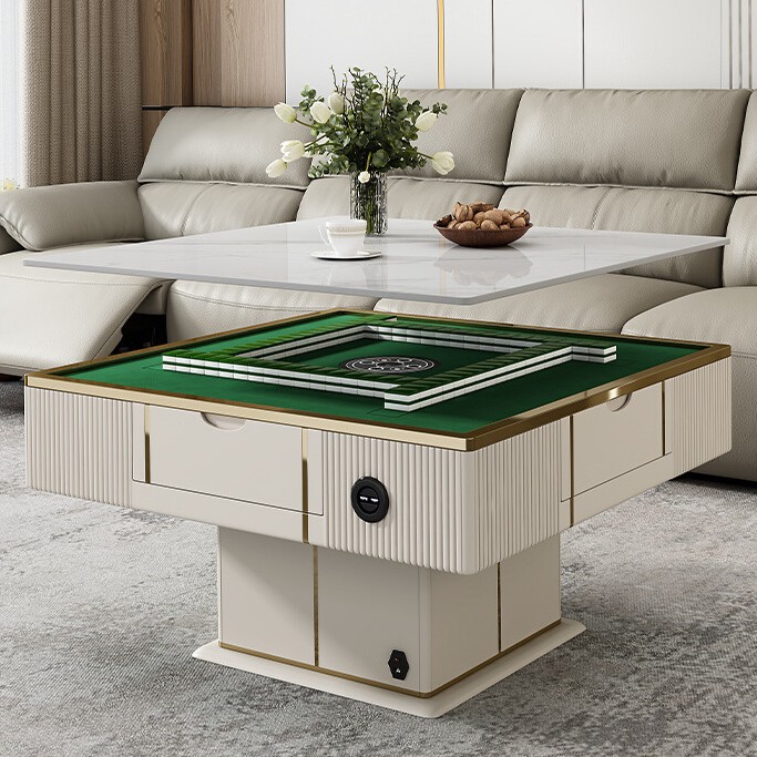 Mesa de mahjong eléctrica, mesa de centro, mesa de comedor, tres en uno, hogar automático, tablero de roca de lujo ligero, mesa de ajedrez de alta gama silenciosa